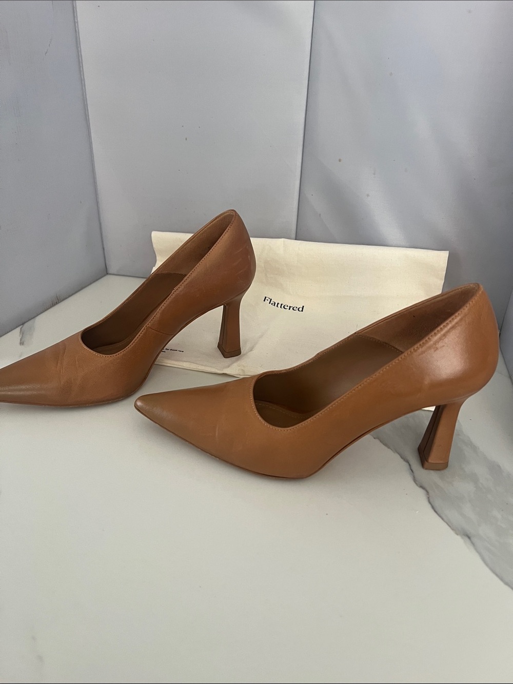 Classic Pointed-Toe Leather Pumps in Tan